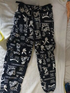 PLAYBOY Black & White Logo Patchwork Kids Joggers